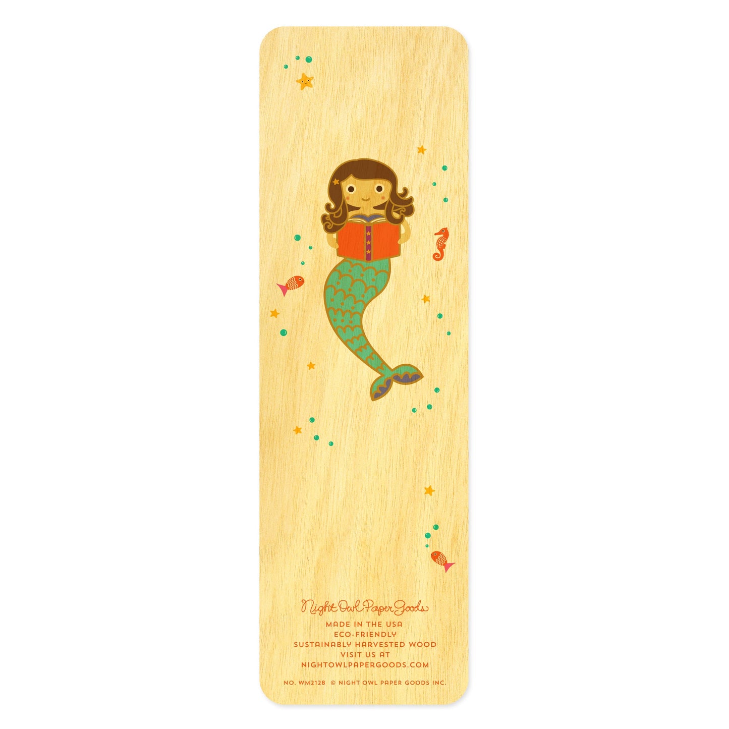 Reading Mermaid Wood Bookmark