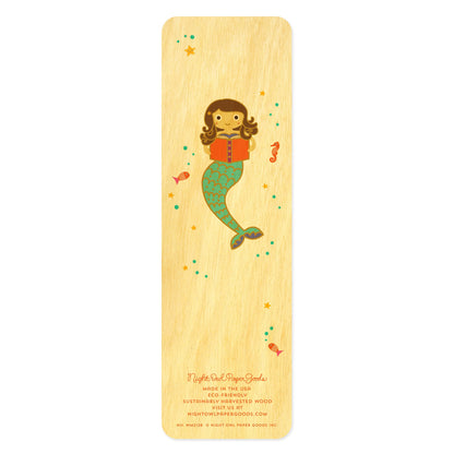 Reading Mermaid Wood Bookmark