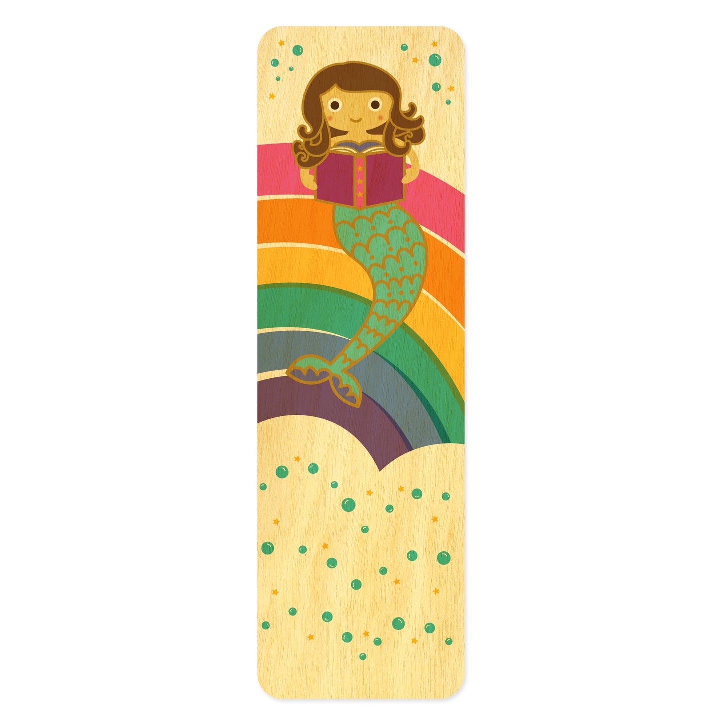 Reading Mermaid Wood Bookmark