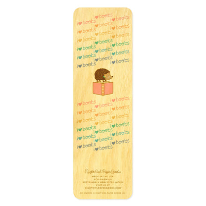 Marching Hedgehogs Wood Bookmark