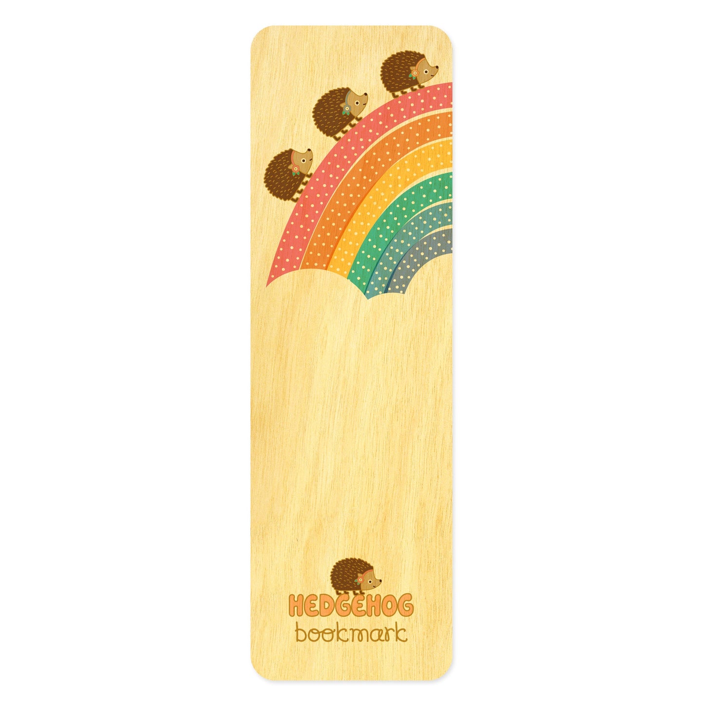 Marching Hedgehogs Wood Bookmark
