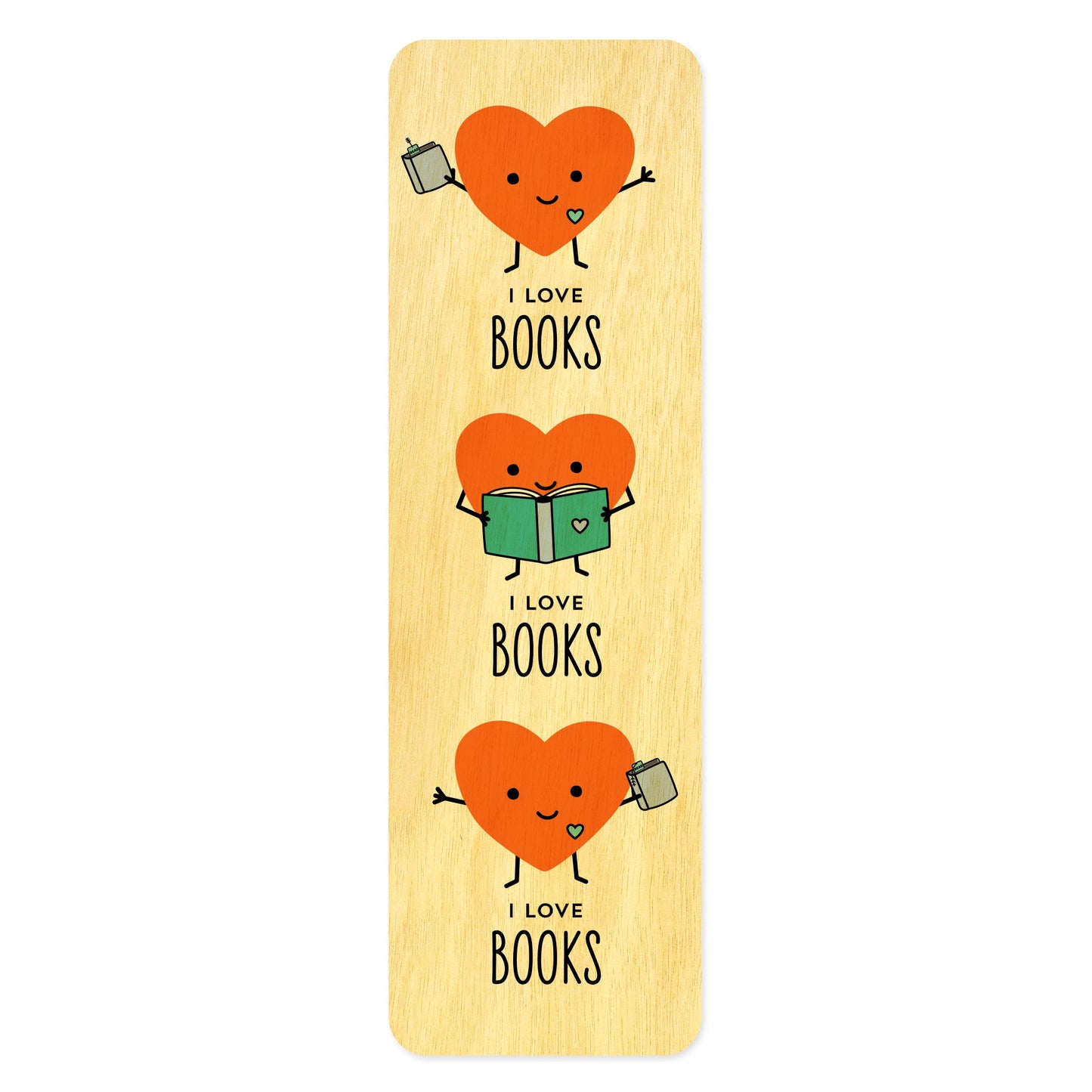 Happy Hearts Wood Bookmark