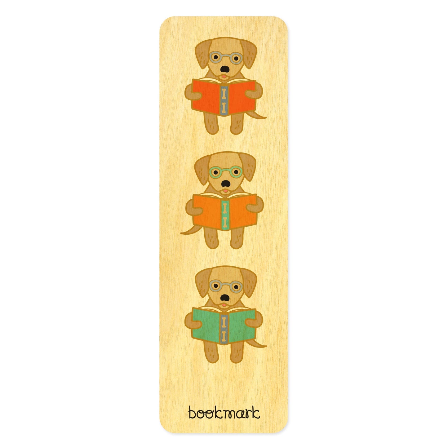 Reading Retriever Wood Bookmark