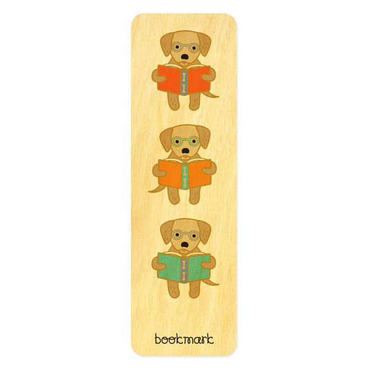 Reading Retriever Wood Bookmark