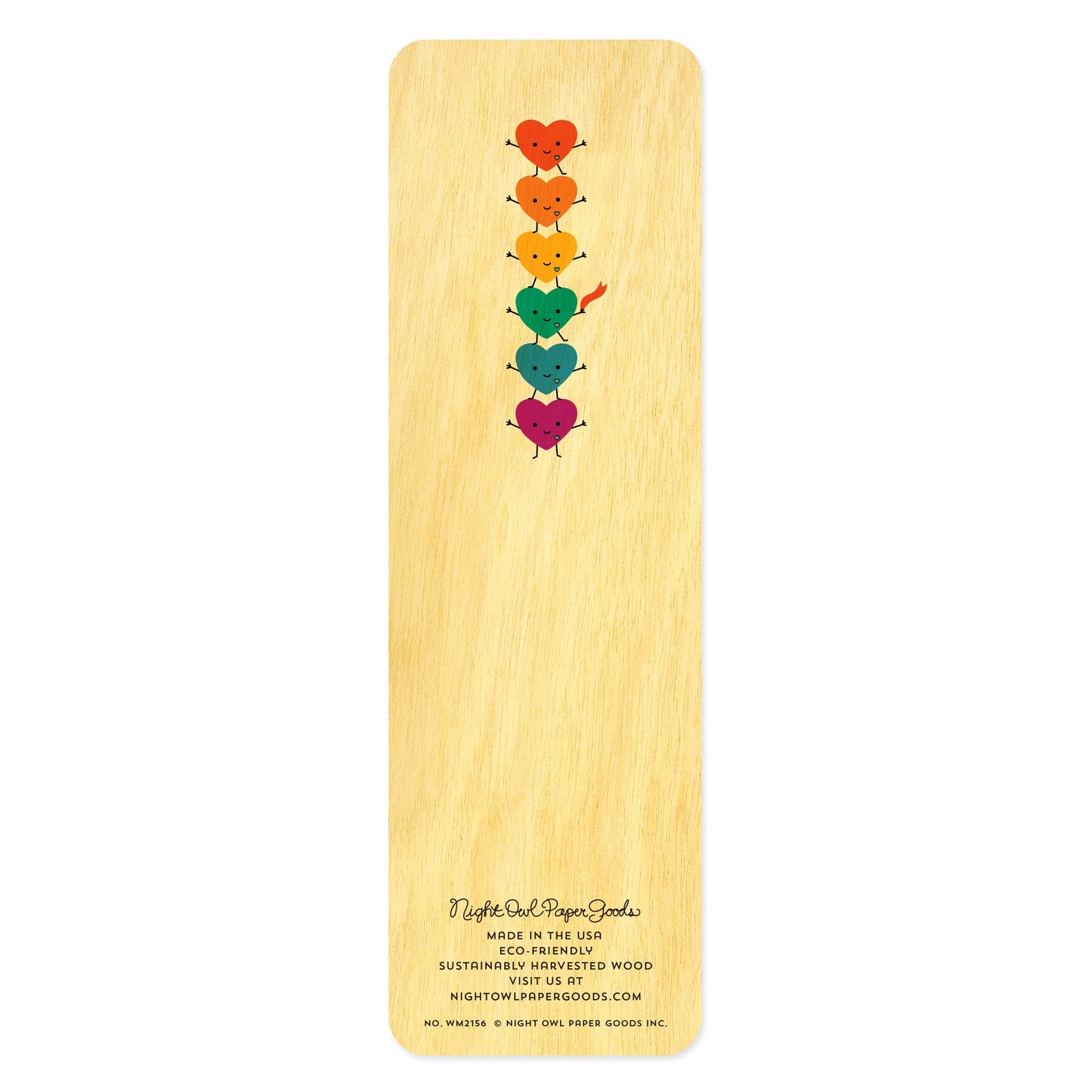 Rainbow Hearts Wood Bookmark