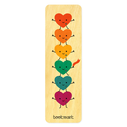 Rainbow Hearts Wood Bookmark