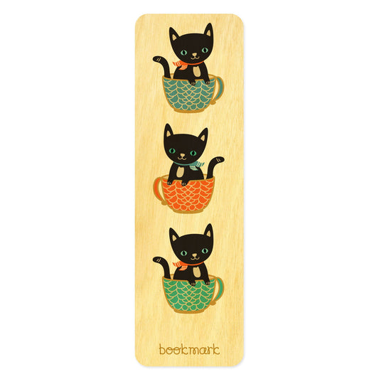 Cuppa Cat Wood Bookmark