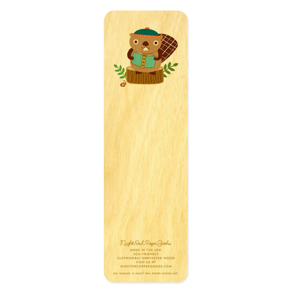Beaver Reader Wood Bookmark