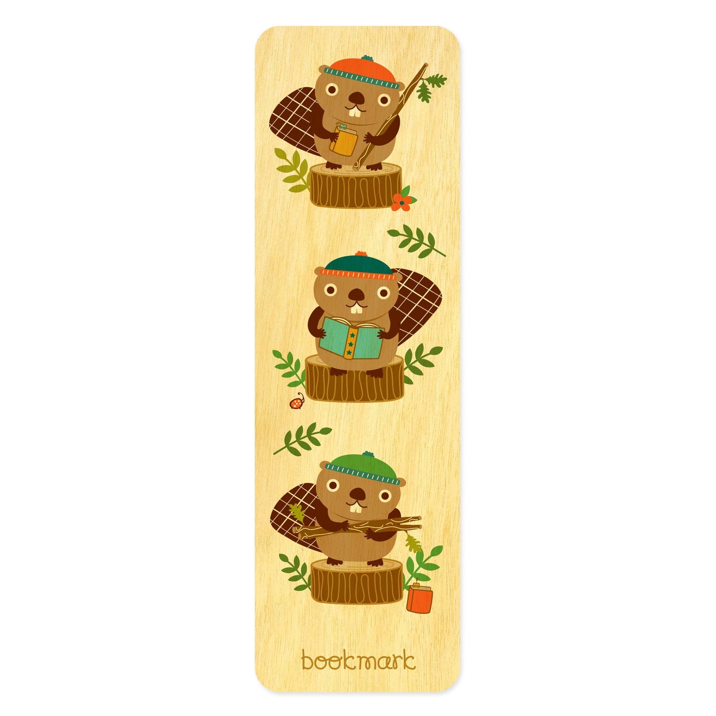 Beaver Reader Wood Bookmark