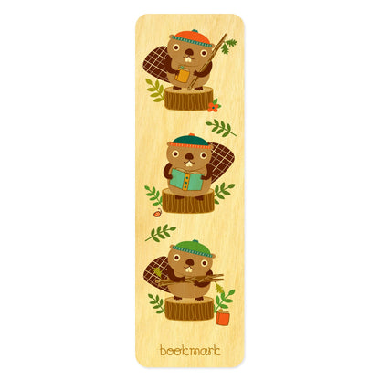Beaver Reader Wood Bookmark