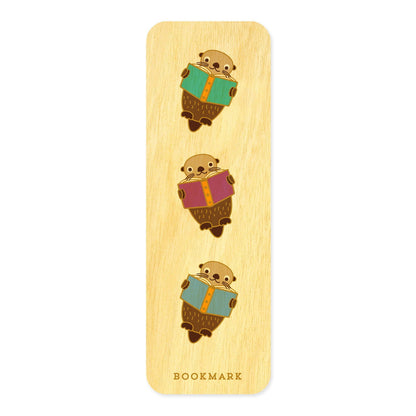 Otter Read Book Buddies Wood Mini Bookmark + Pin Gift Set