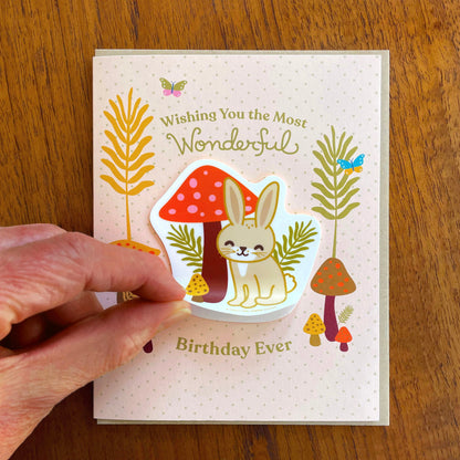 Wonderful Rabbit Sticker Birthday Card