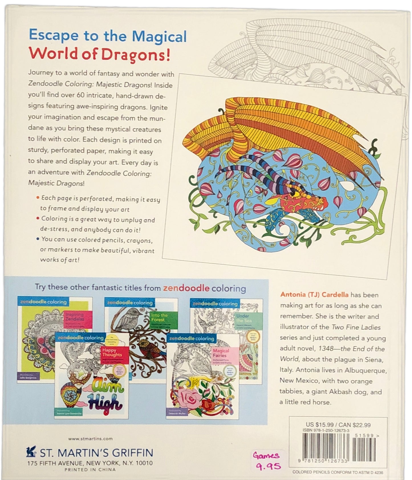 Zendoodle Coloring: Majestic Dragons: Deluxe Edition with Pencils